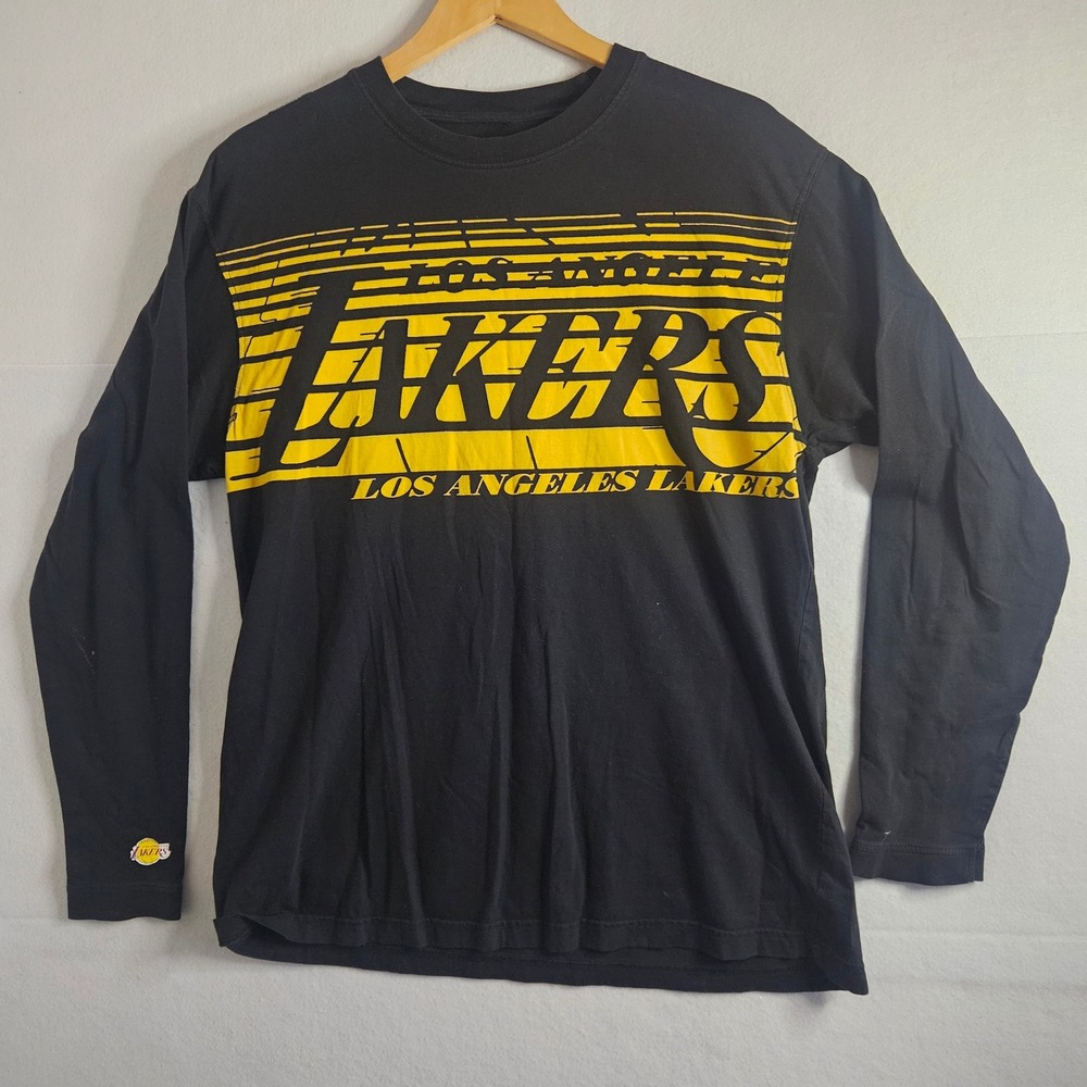 UNK NBA Los Angeles Lakers Long Sleeve T-Shirt Black Yellow Graphic Mens L